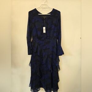 Banana Republic Blue and Black Long Sleeve Dress